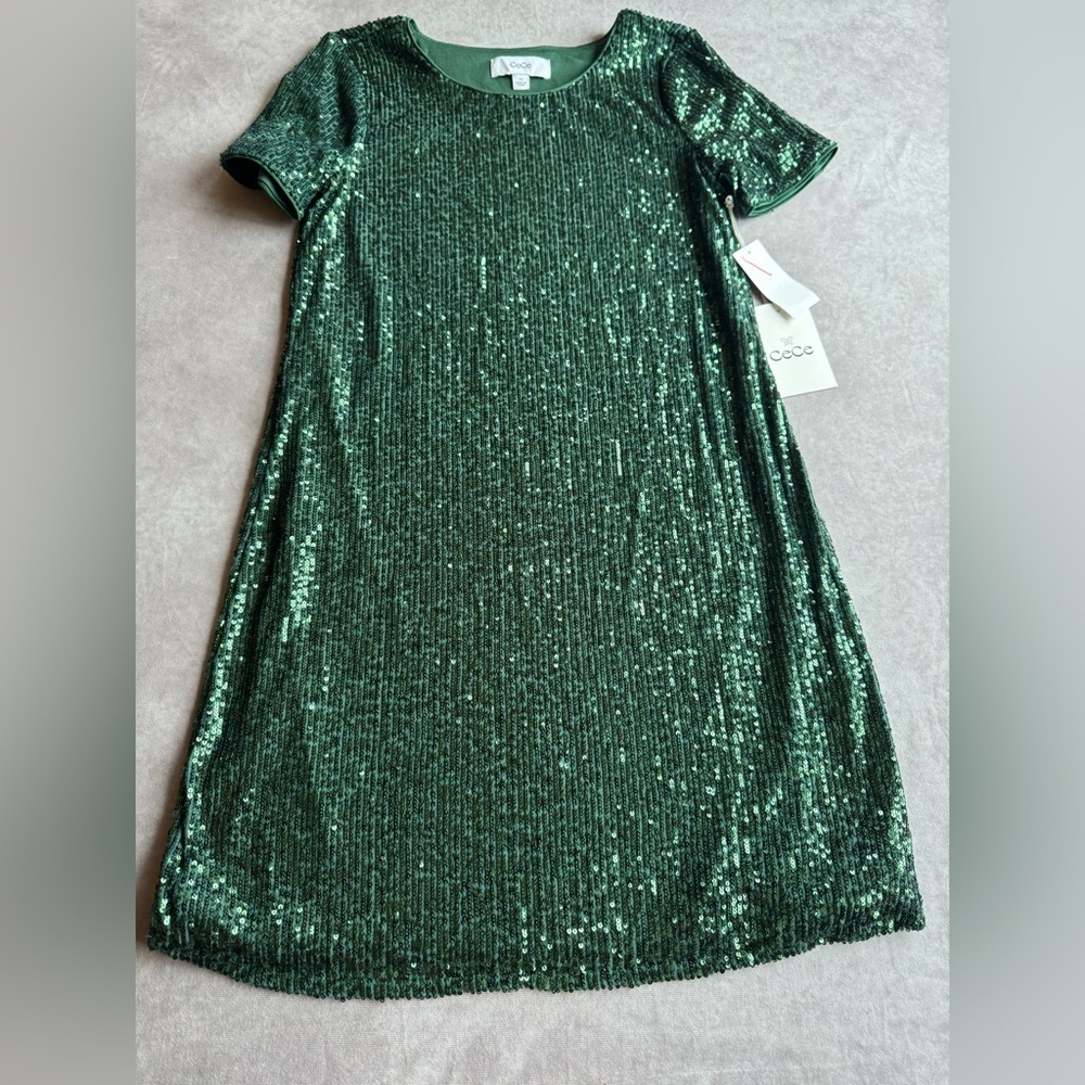 CeCe 
Women's Short Sleeve Scoop Neck Sequin Dress XS